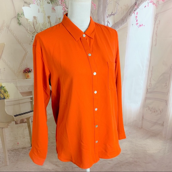 NEW J.Jill Burnt Orange Collared Camperi Button Down Shirt - Picture 3 of 11